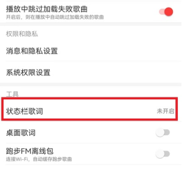 网易云歌词怎么显示在屏幕  网易云状态栏歌词在哪设置