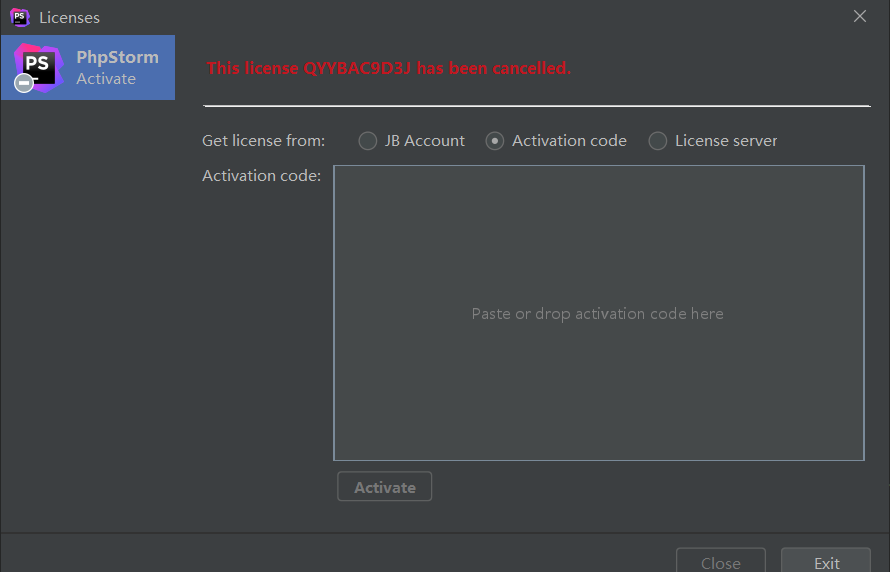 又无法激活PHPstorm了