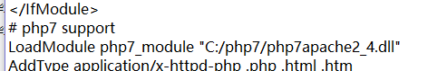 配置Apache时，添加对PHP的支持时语法错误