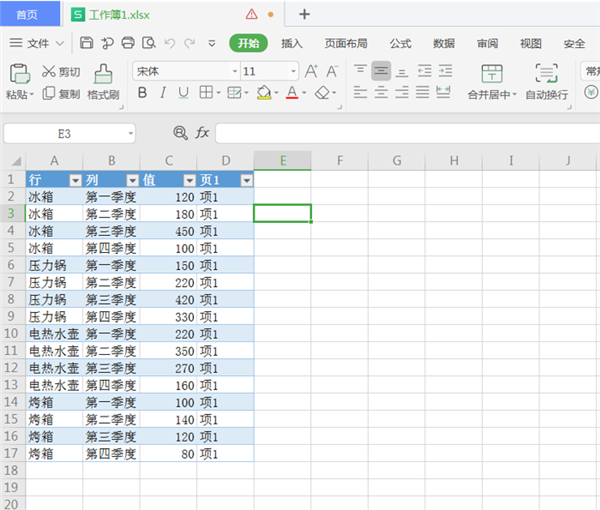 WPS Excel中将二维表转换成一维表方法！