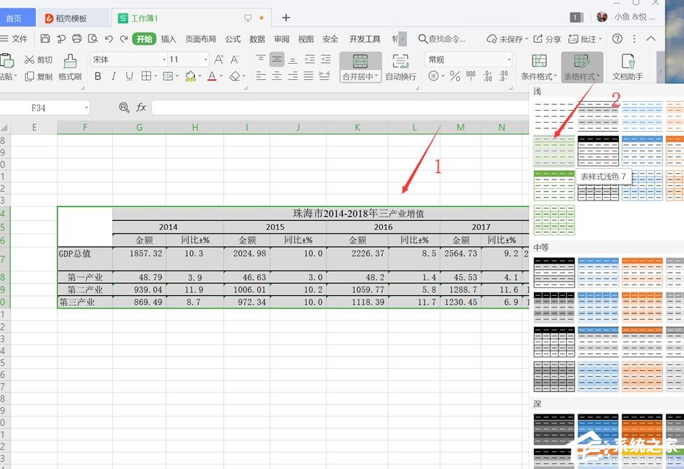 wps表格怎么设置仅套用表格样式？