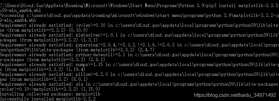 windows下python 3.9 Numpy scipy和matlabplot的安装教程详解