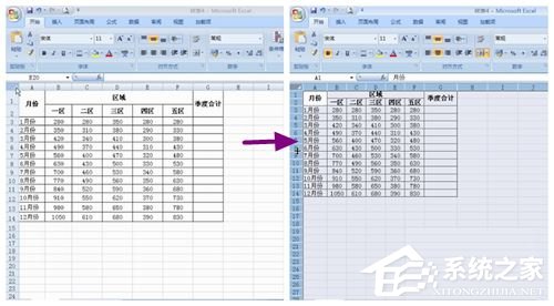 excel2007调整表格行列宽度步骤方法