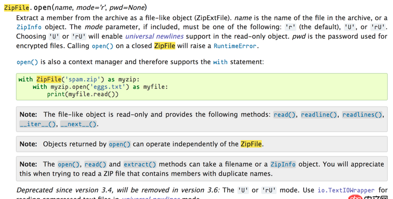 python - 使用`zipfile`模块在不解压缩的情况下如何使用text模式读取文本文件？