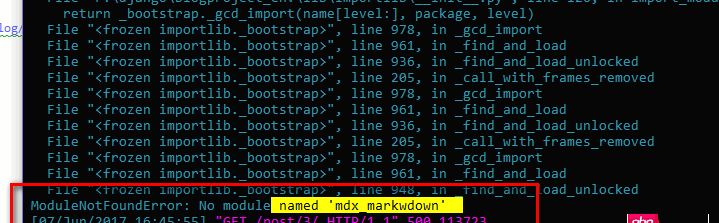 python - django ’No module named ’mdx_markwdown’