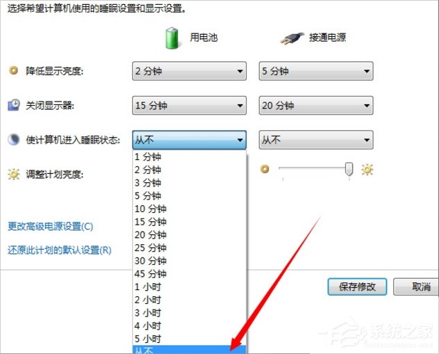 Win7怎么设置屏幕不休眠？