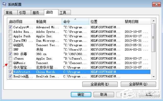 Win7怎么取消开机自动运行程序？