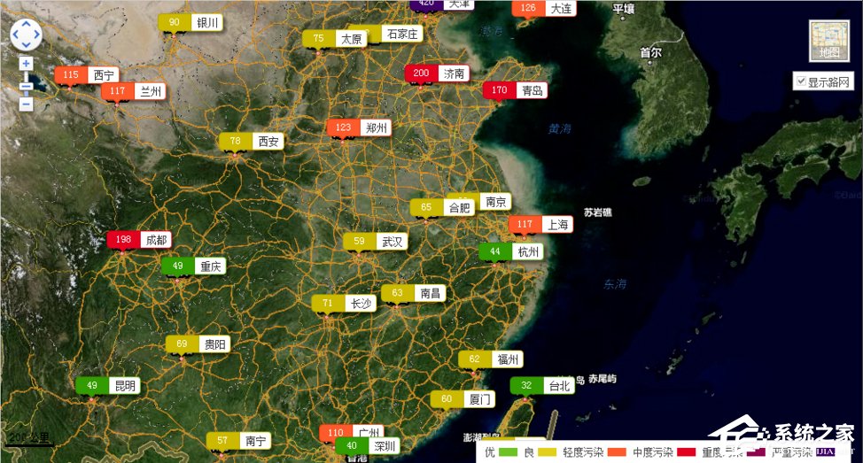 如何用百度地图查看全国雾霾情况？