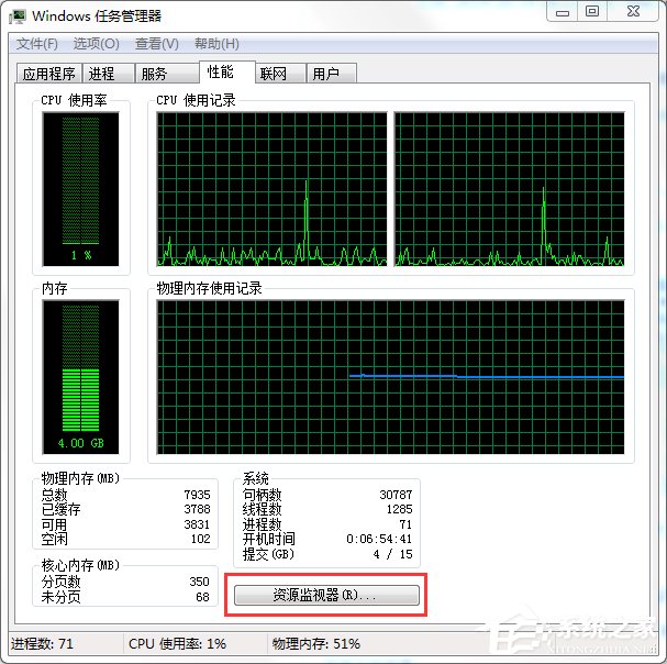 Windows7系统资源怎么看？