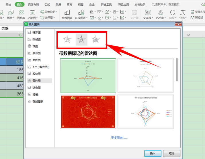 WPS中Excel中怎么制作雷达图