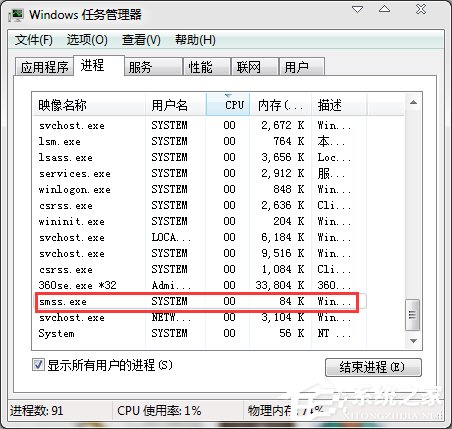 Win7系统中smss.exe是什么进程？