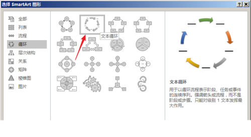 PPT中使用SmartArt制作循环关系图具体操作步骤