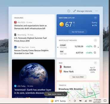 win10任务栏增加新闻和兴趣 可以查看天气新闻等