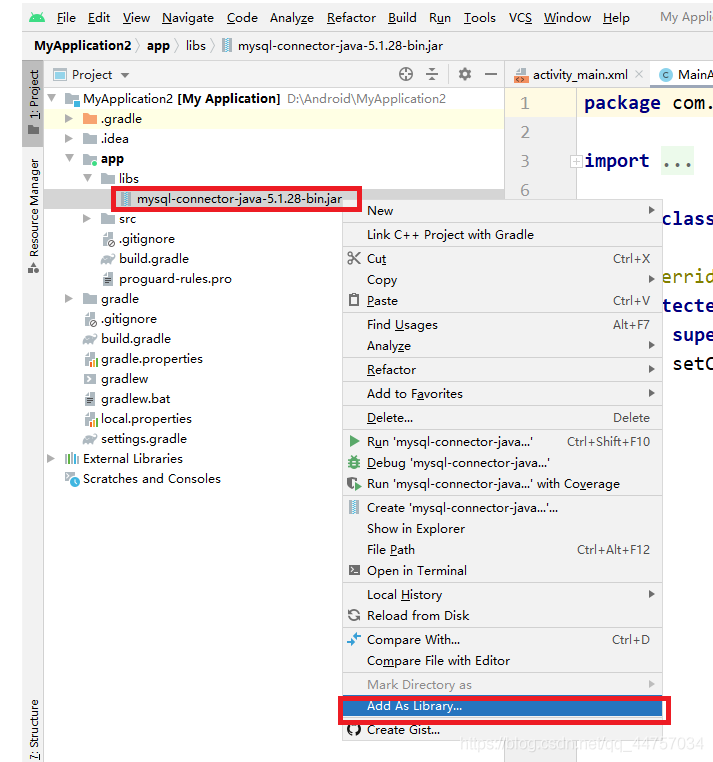 Android Studio连接MySql实现登录注册(附源代码)