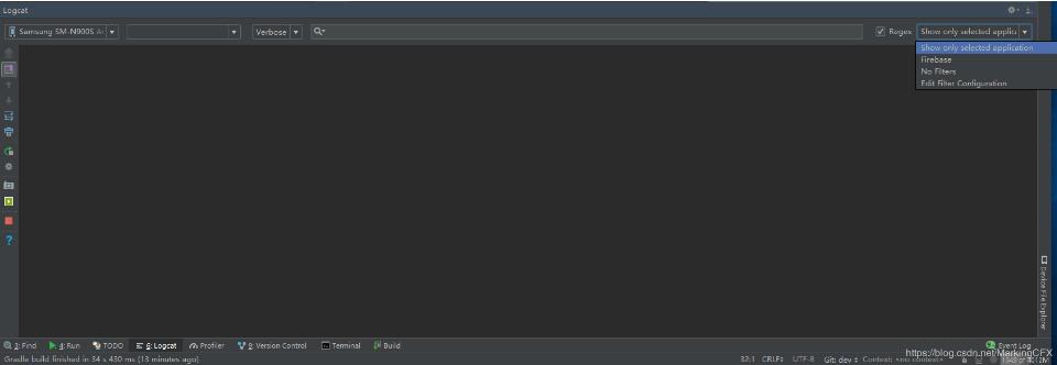 android studio logcat 无筛选 显示全部日志 无应用包名区分方式