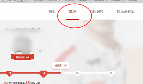 京东中查看魔镜等级的具体操作步骤