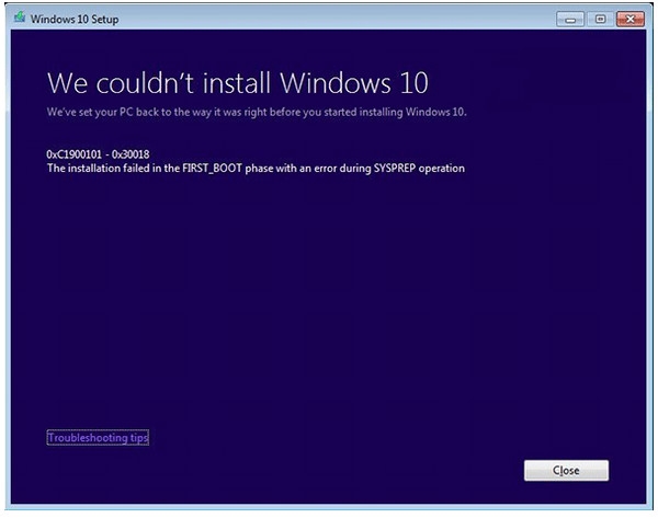 解决Win7/Win8.1升级Win10出现C1900101-30018错误的解决方法