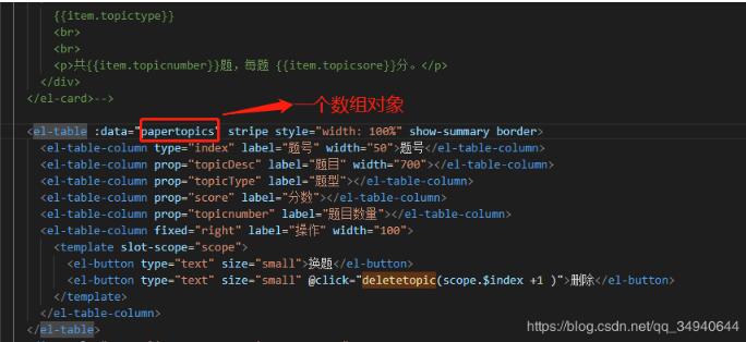 vue+element获取el-table某行的下标,根据下标操作数组对象方式