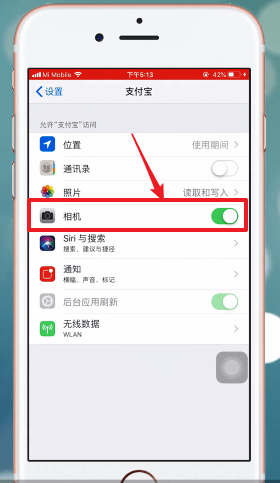 支付宝App设置摄像头权限的具体操作步骤