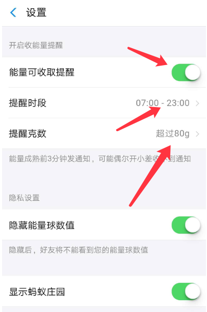 支付宝APP设置能量可收取提醒的操作教程