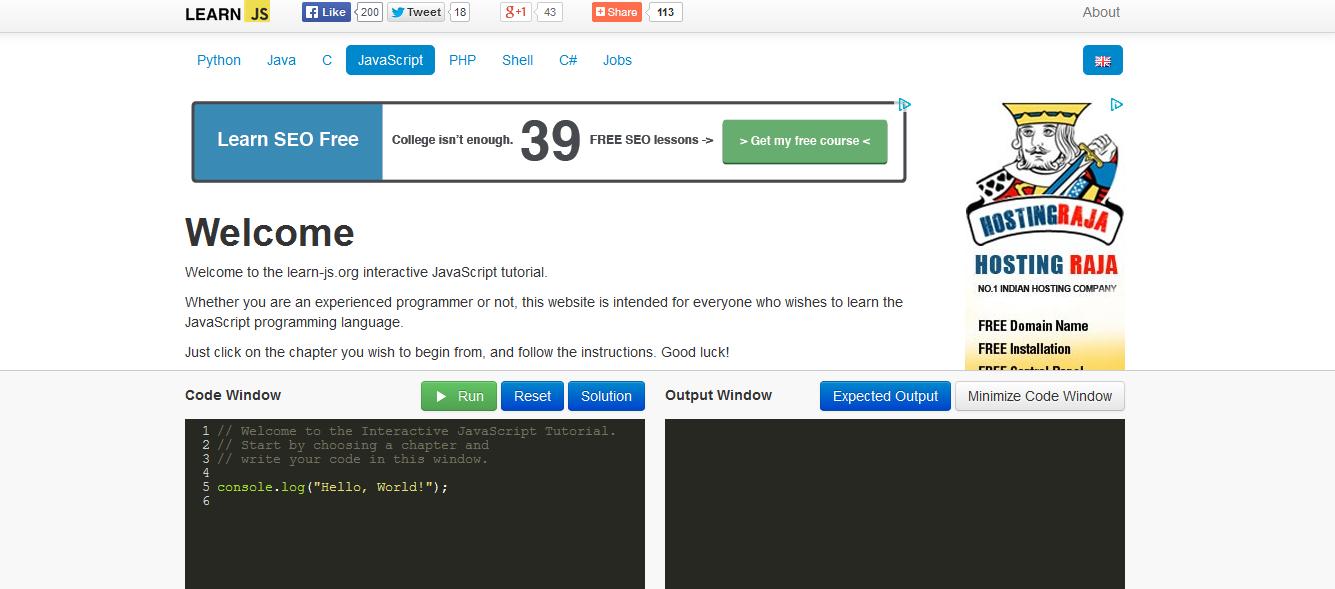 十大免费教程资源帮助新手快速学习JavaScript