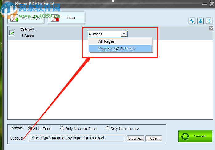 Simpo PDF to Excel将PDF转换成Excel的方法