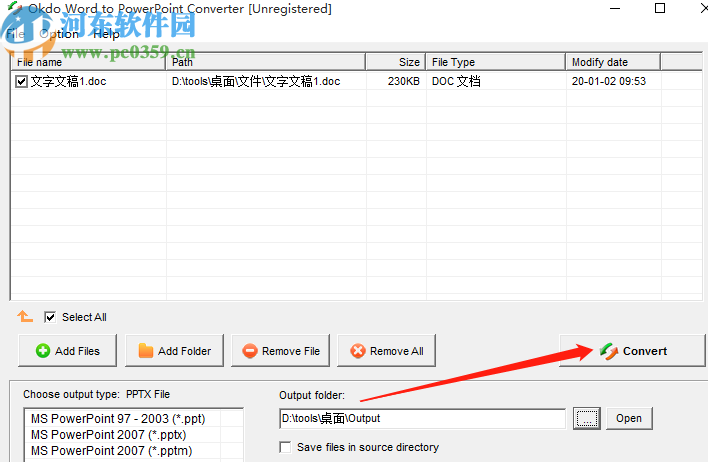 Okdo Word to PowerPoint Converter将Word转换成PPT的方法