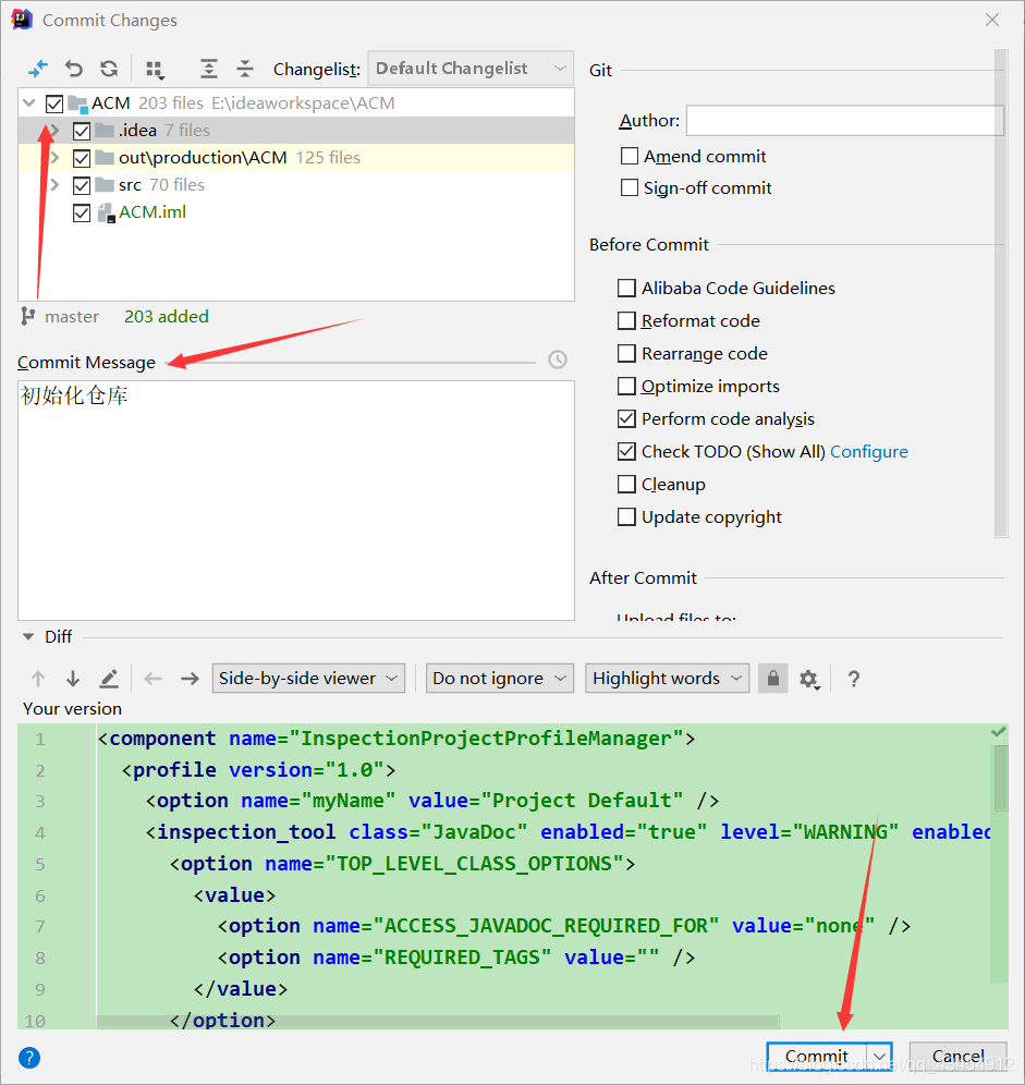 IntelliJ IDEA使用git初始化仓库的使用方法