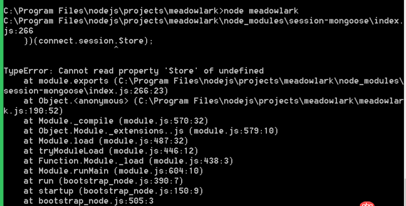 javascript - Node与Express开发中的用MongoDb存储会话数据问题，按照书敲的，出现了如下问题，搜索已久找不到答案，特意想大家请教