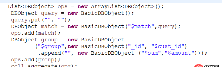 mongodb 3.4 如何使用java语言操作 aggregate函数 初学者 请高人们指点指点。