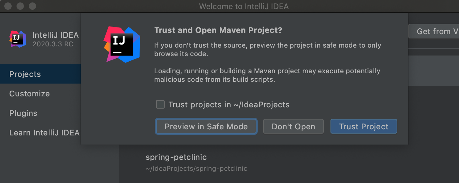 IntelliJ IDEA 2020.3.3现已发布!新增“受信任项目”功能