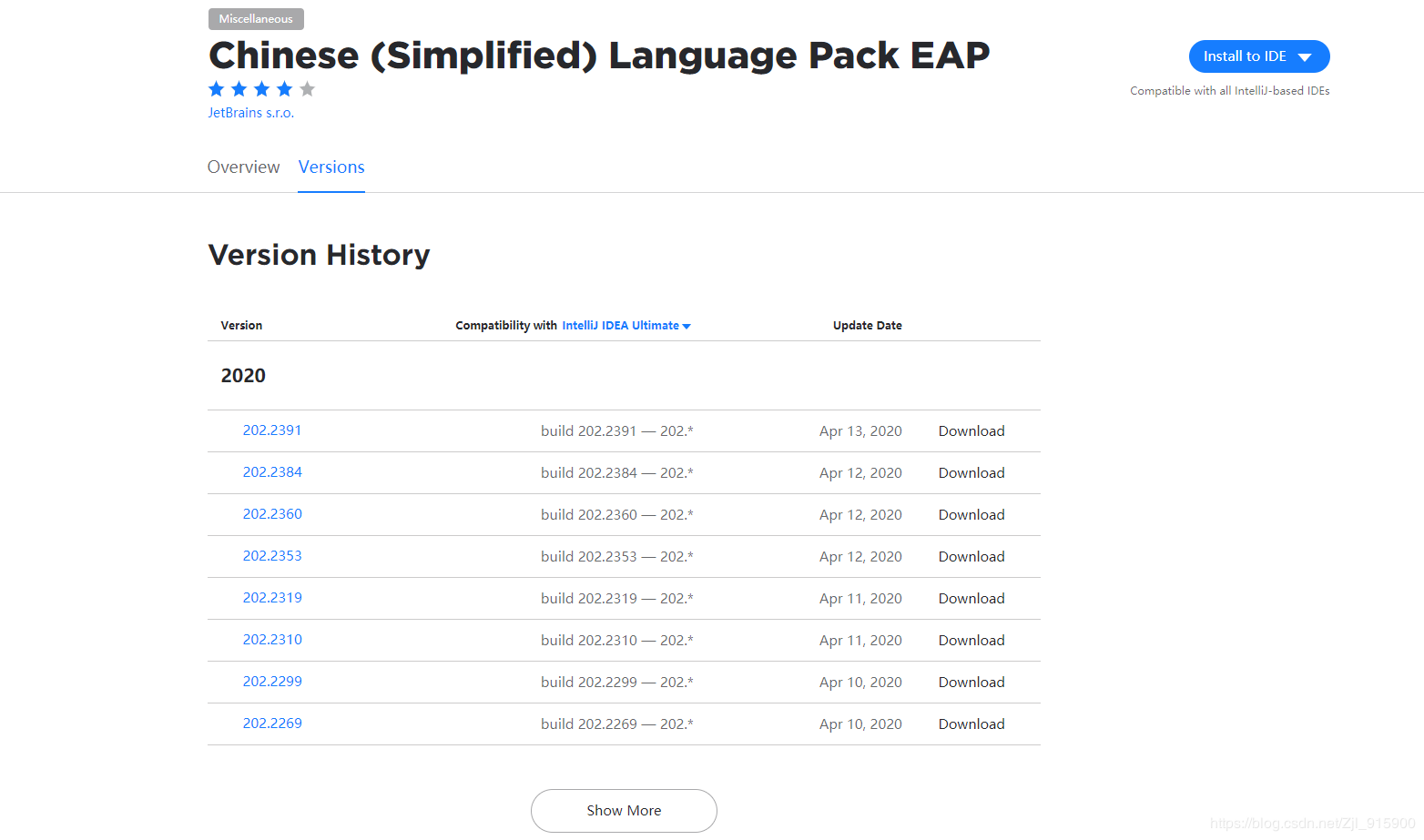 IDEA 2020.1 搜索不到Chinese ​(Simplified)​ Language Pack EAP,无法安装的问题