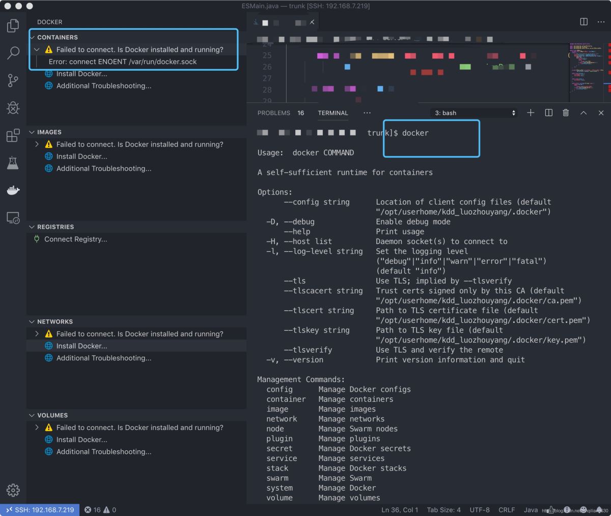 解决vscode docker插件docker.socket权限问题