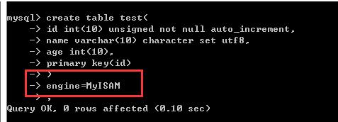 MySQL创建数据表时设定引擎MyISAM/InnoDB操作