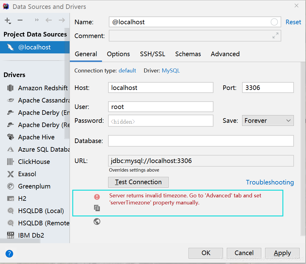 IDEA连接MySQL提示serverTimezone的问题及解决方法