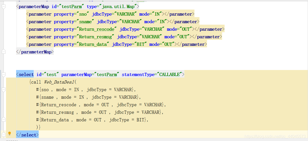 mybatis调用sqlserver存储过程返回结果集的方法