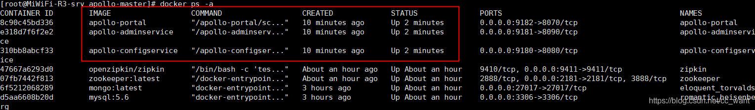 CentOS7使用docker部署Apollo配置中心的实现