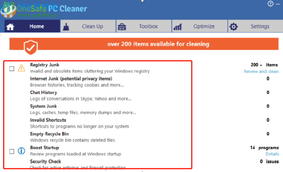 OneSafe PC Cleaner清理系统垃圾的方法