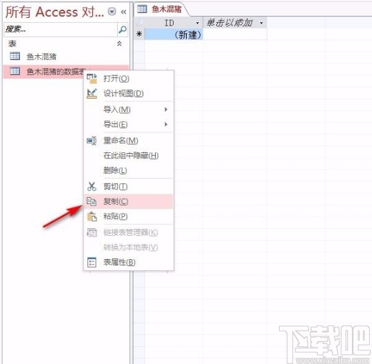 Microsoft Office Access复制数据表的方法