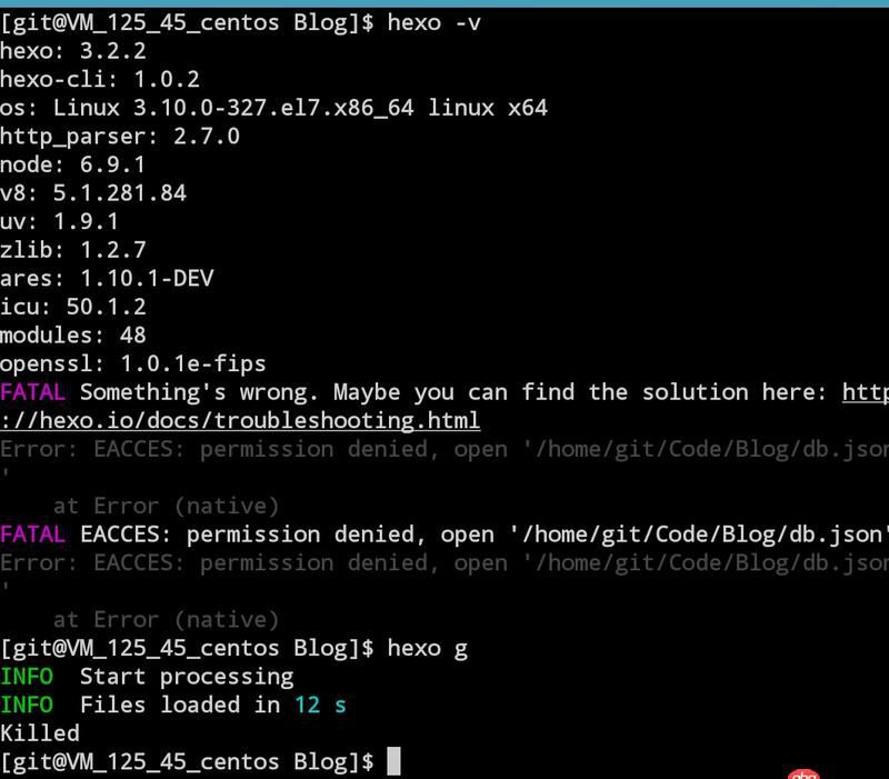 node.js - Linux(CentOs)下hexo生成文章被killed