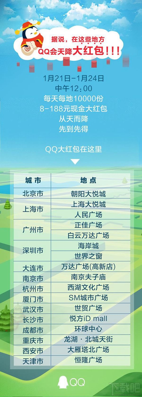 QQ天降红包会在哪里出现？QQ天降红包出现时间表汇总