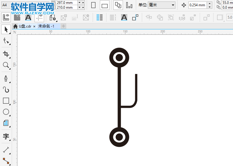 CorelDRAWX8怎么画USB使用图标