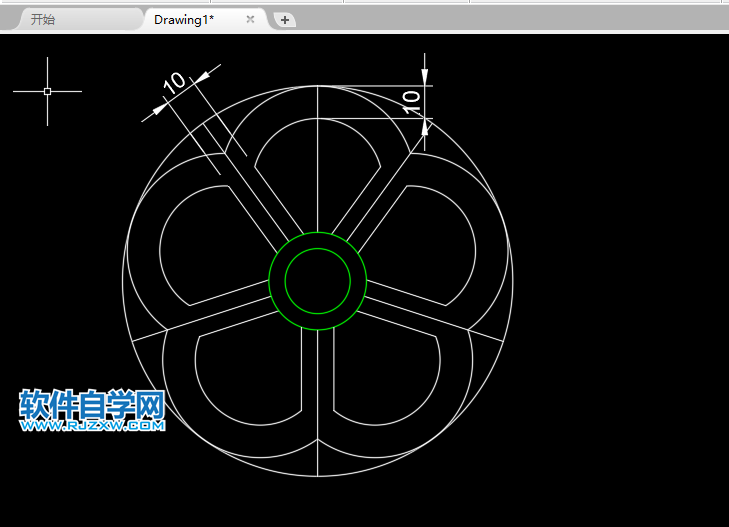 CAD怎么画五连花圆形的方法