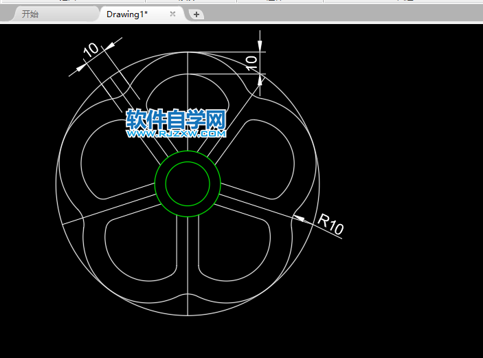 CAD怎么画五连花圆形的方法