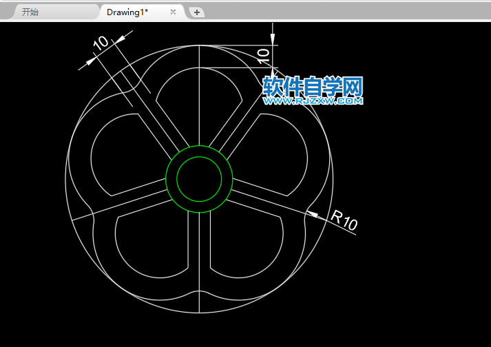 CAD怎么画五连花圆形的方法