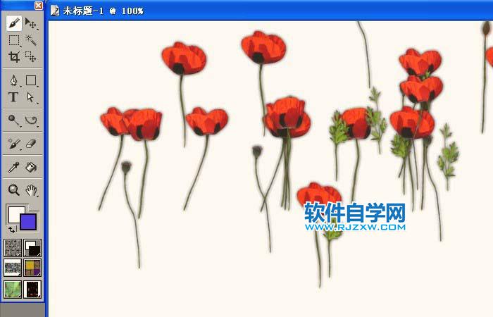 painter怎么使用竖型花草喷图