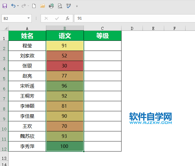 Excel2019怎么按绿黄红规则条件填充底纹