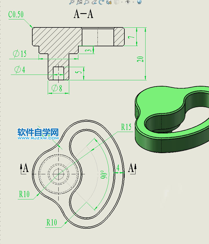 圆弧槽口凸轮机构用SolidWorks制作