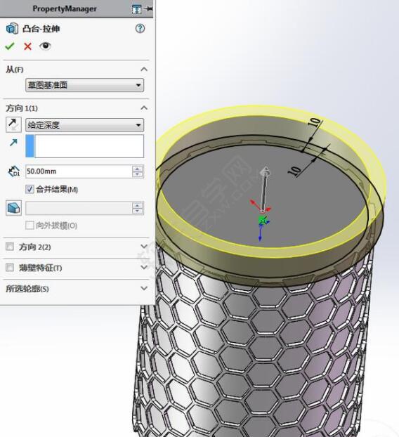 六边形包裹的笔筒怎么用SolidWorks画