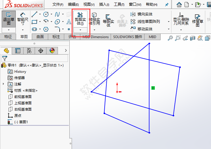 solidworks强劲剪裁怎么使用的方法